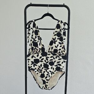 kate spade Black and White Floral Tie-Shoulder One - Piece